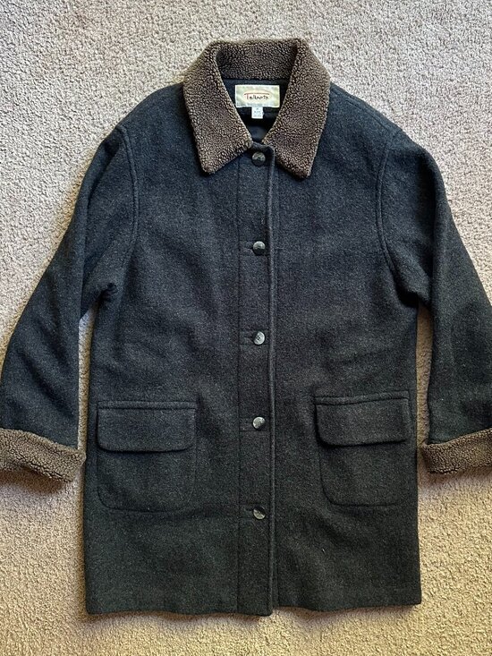 Talbots Jackets & Blazers - Talbots Jacket Womens Medium Button Close 100% Wool Grey Pockets Overcoat